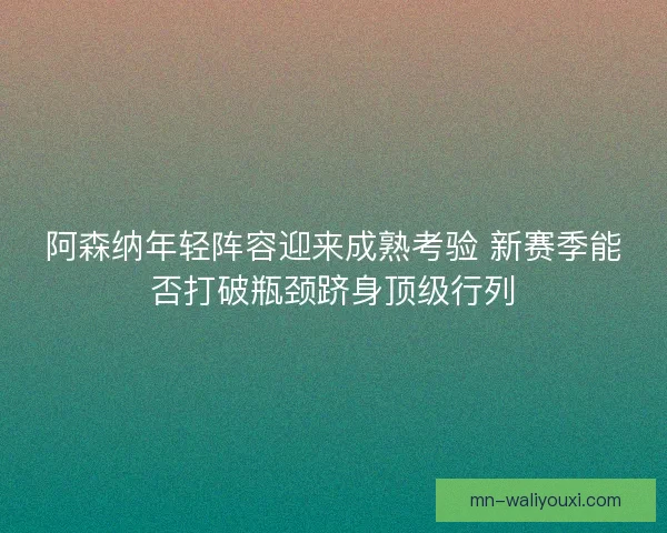 阿森纳年轻阵容迎来成熟考验 新赛季能否打破瓶颈跻身顶级行列